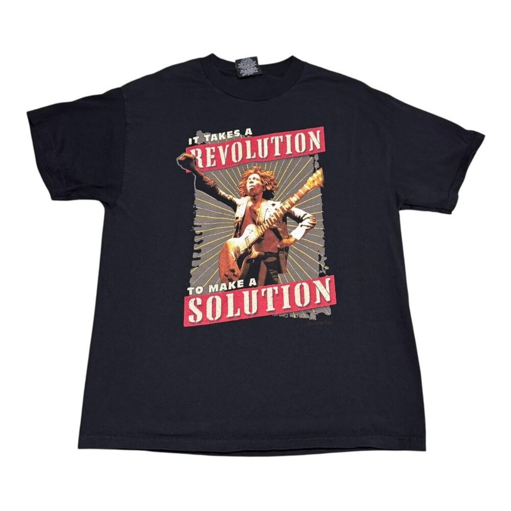 Vintage 2001 Zion Rootswear Bob Marley Revolution Black Shirt Adult Large‎